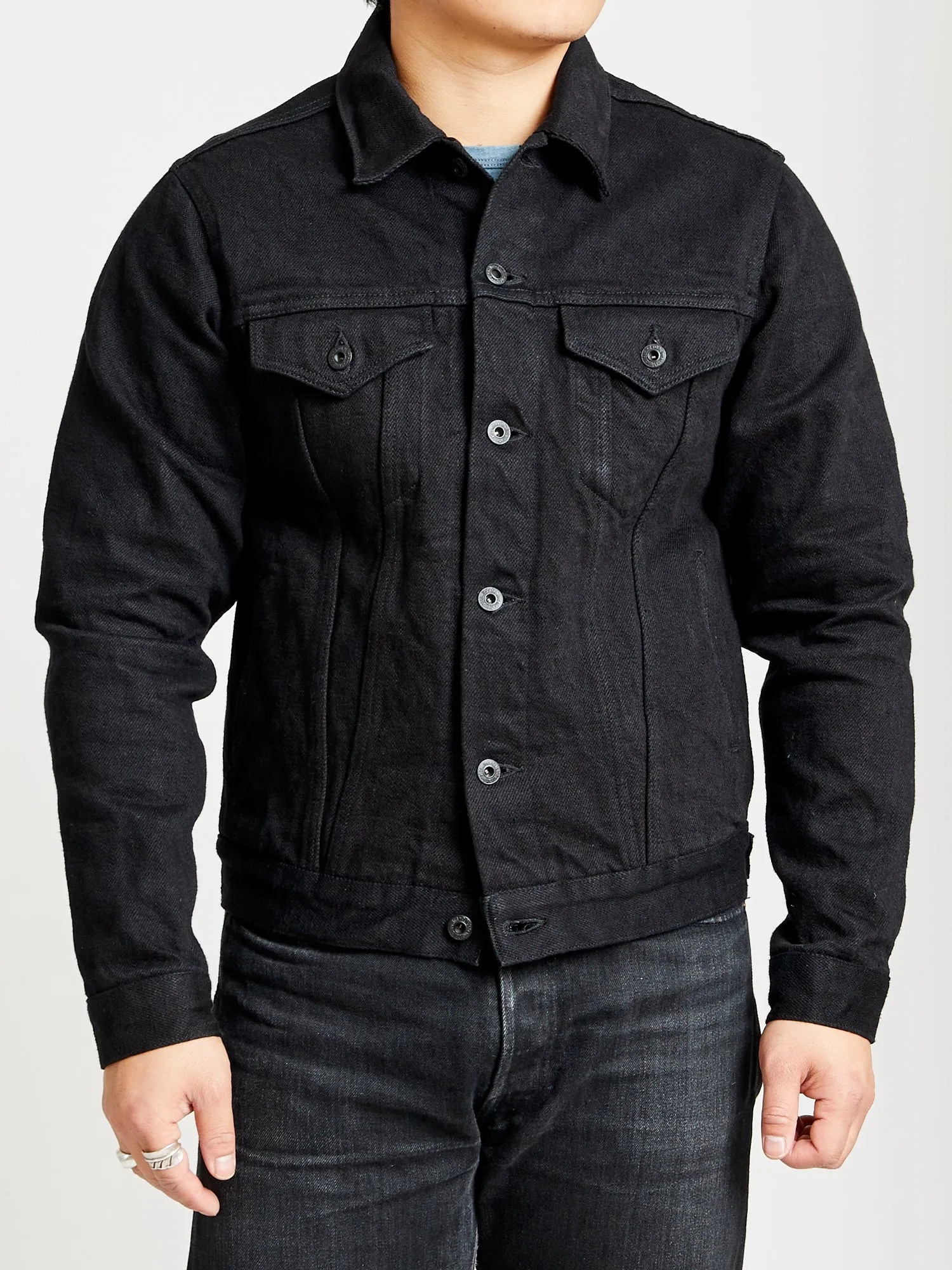 02527PRZ-BK "Secret Denim" 20oz Black Selvedge Denim Jacket