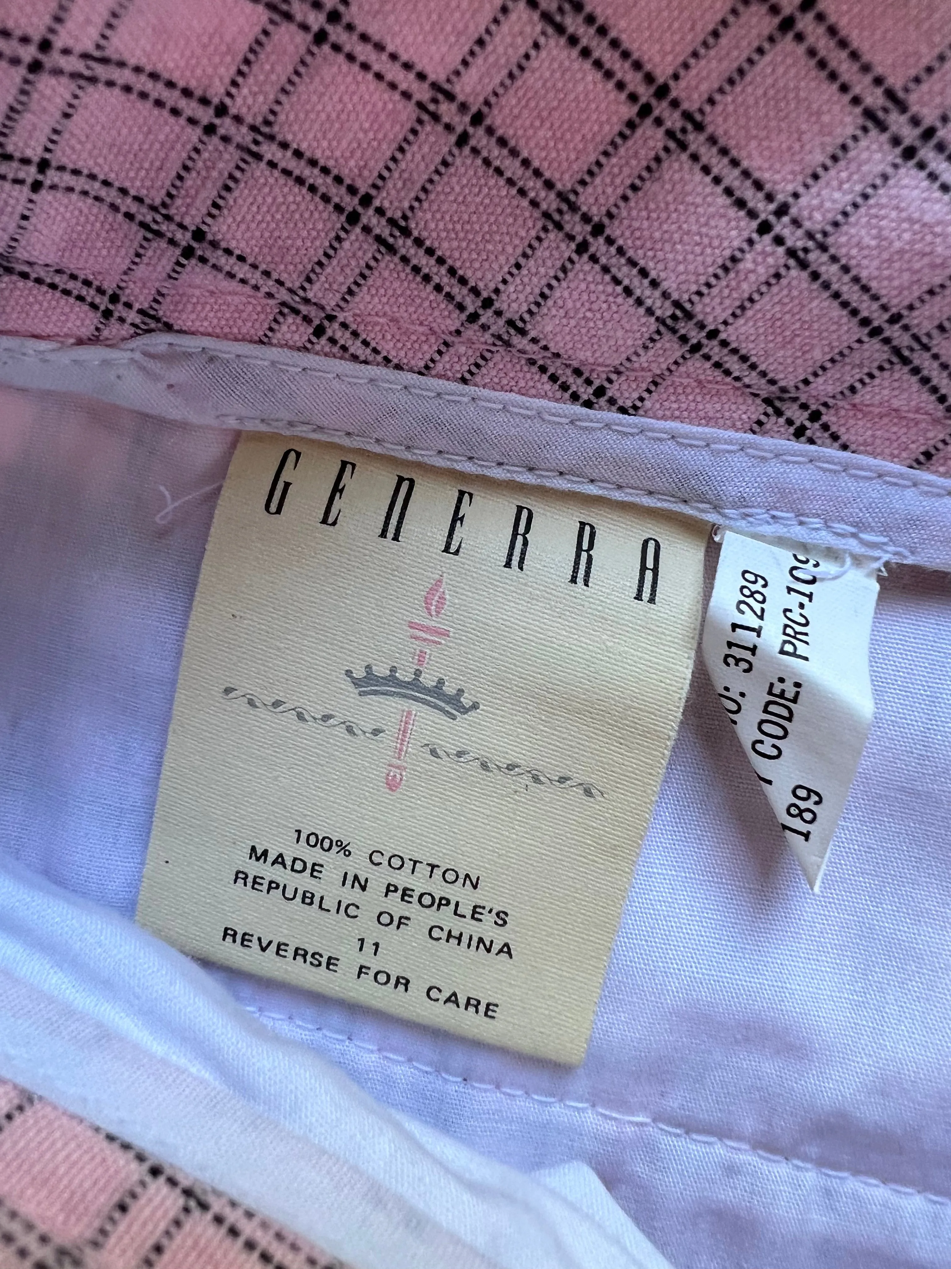 1989 Generra Pink Plaid Pleat Shorts     W30