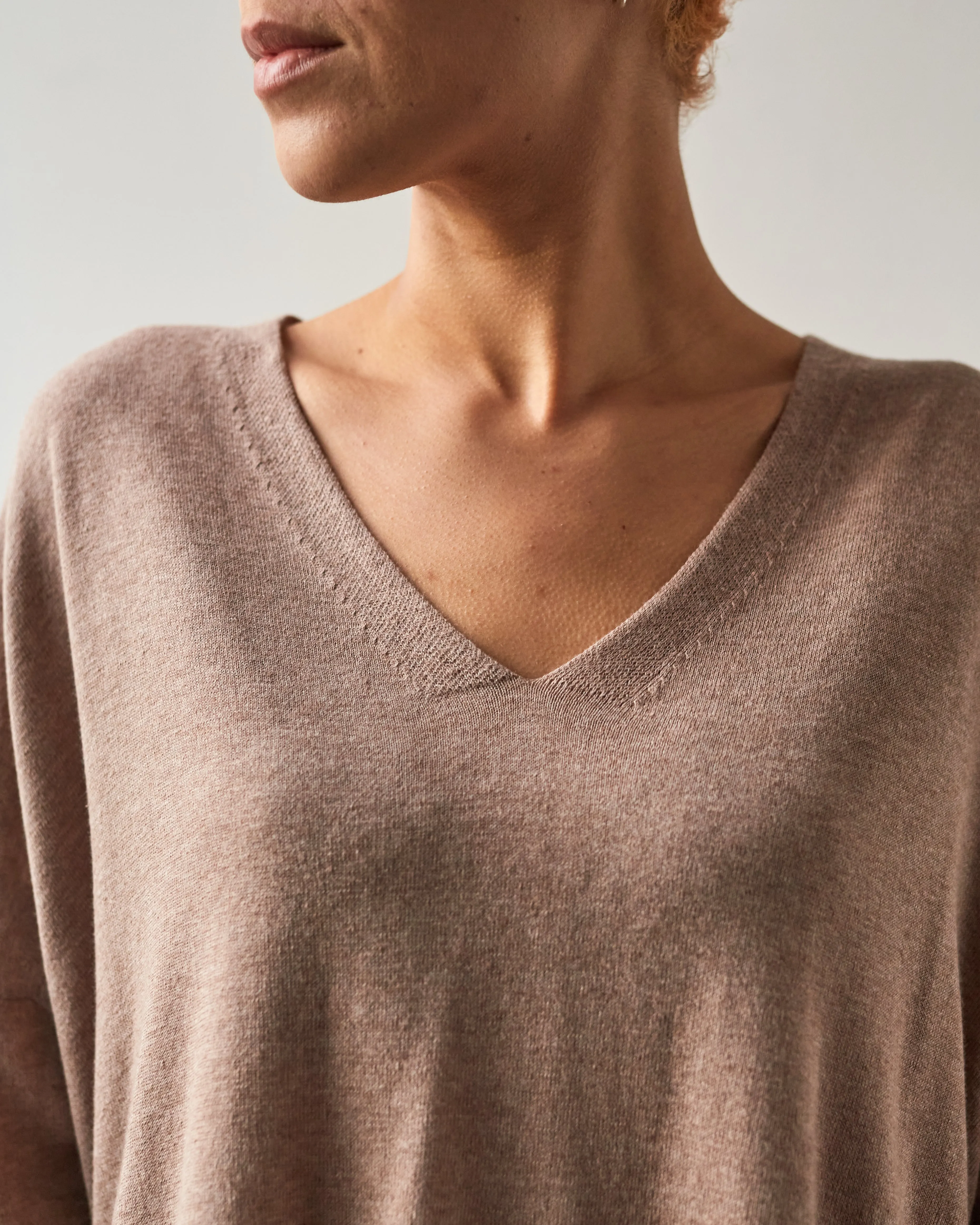 7115 Summer V-Neck Sweater, Taupe