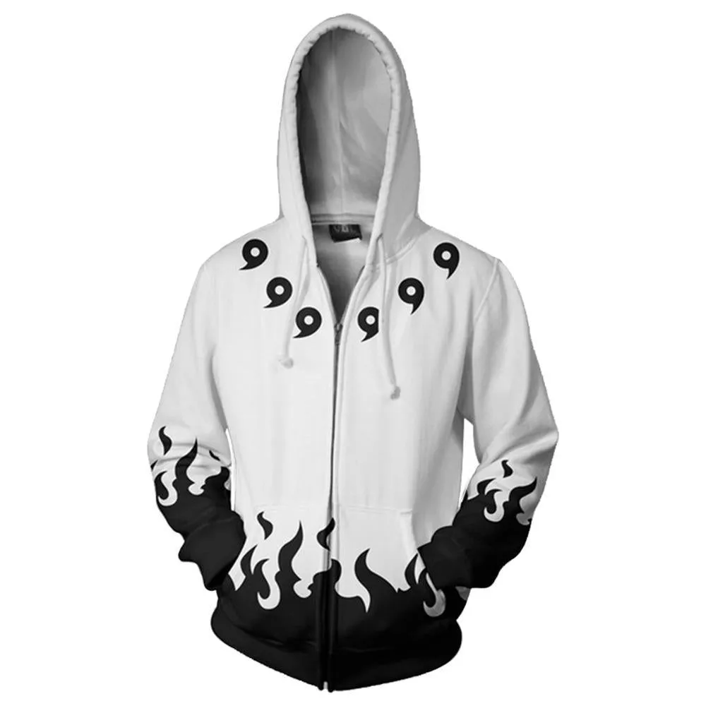 Adult Kyuubi Uzumaki Naruto Hoodies Uniform Jacket Cosplay Hoodies with Zippers