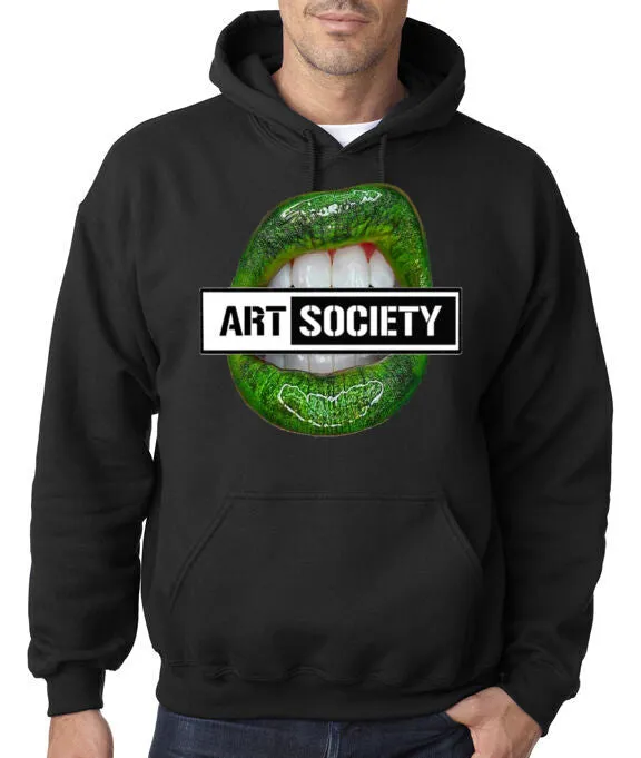 Art Society x Retro Kings GREEN LIPS HOODIE BLACK