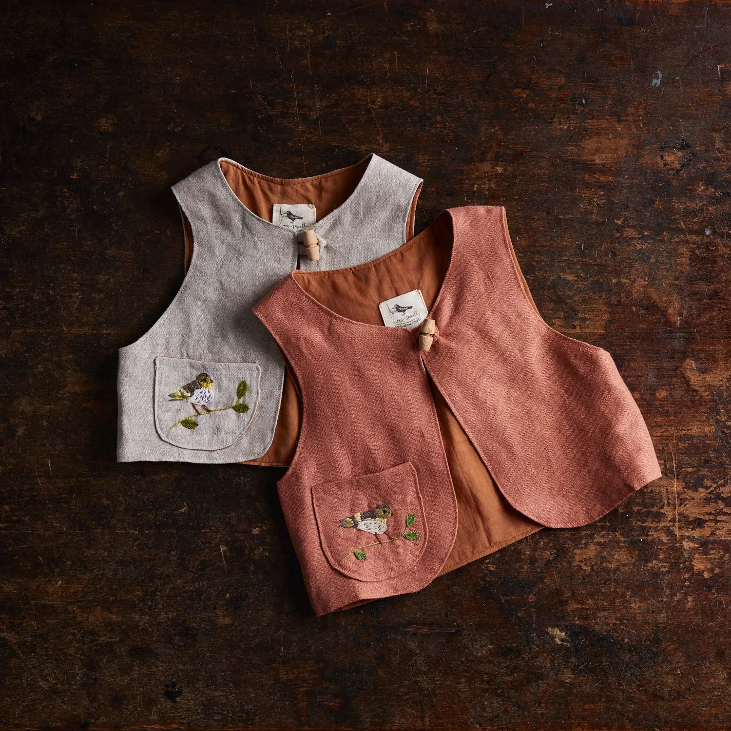 Baby & Kids Linen Explorer Waistcoat - Rose Dust