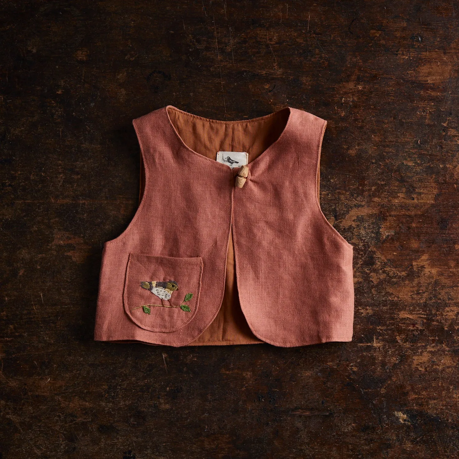 Baby & Kids Linen Explorer Waistcoat - Rose Dust