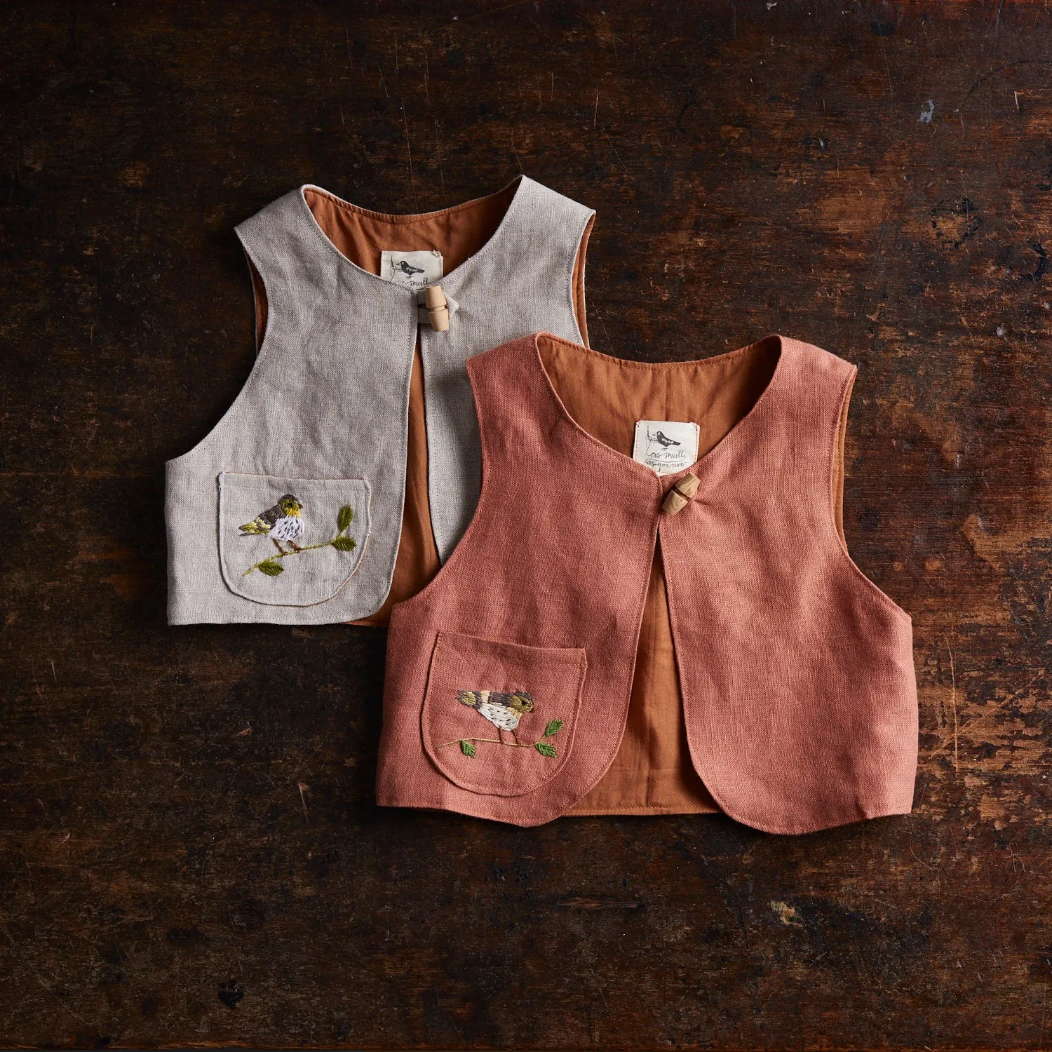 Baby & Kids Linen Explorer Waistcoat - Rose Dust