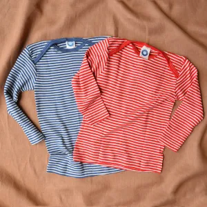 Baby Top Long Sleeve - Organic Wool/Silk - Stripes (0-3y)