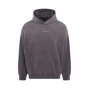 Back Logo Medium Fit Hoodie in Purple/Grey