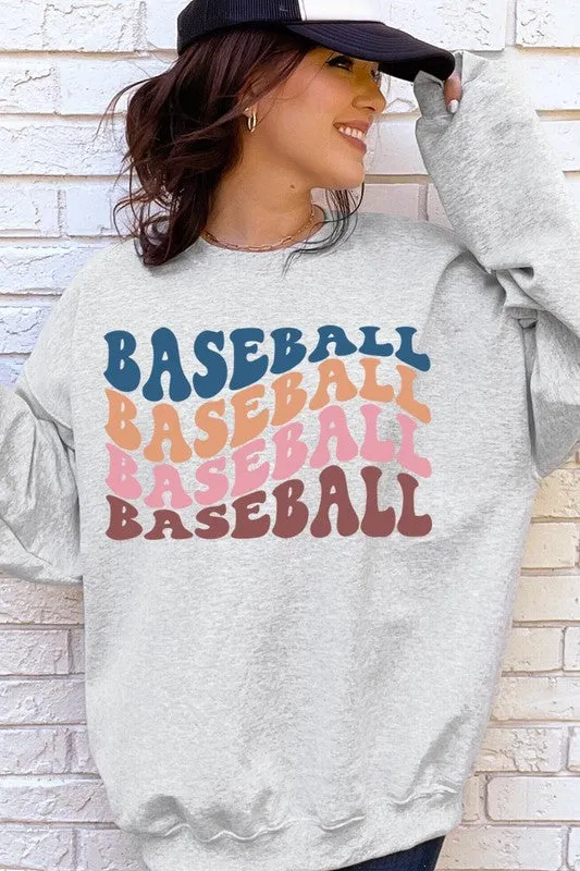 Baseball Wave Graphic Fleece Sweatshirts