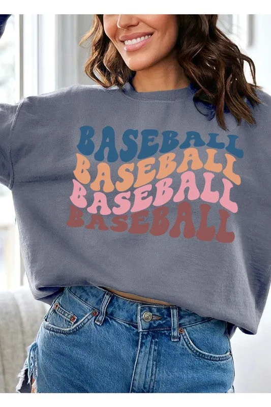 Baseball Wave Graphic Fleece Sweatshirts