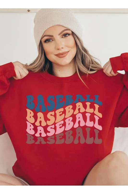 Baseball Wave Graphic Fleece Sweatshirts