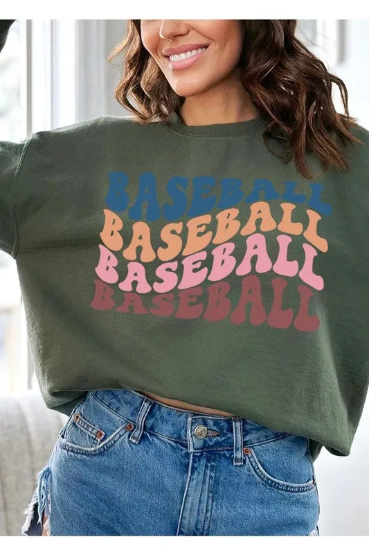 Baseball Wave Graphic Fleece Sweatshirts