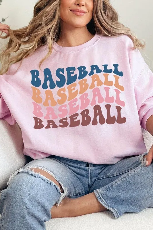 Baseball Wave Graphic Fleece Sweatshirts