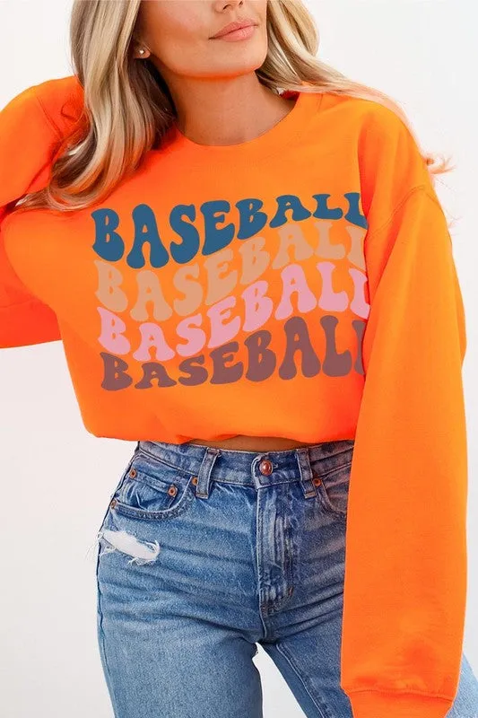 Baseball Wave Graphic Fleece Sweatshirts