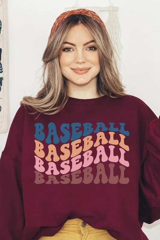 Baseball Wave Graphic Fleece Sweatshirts