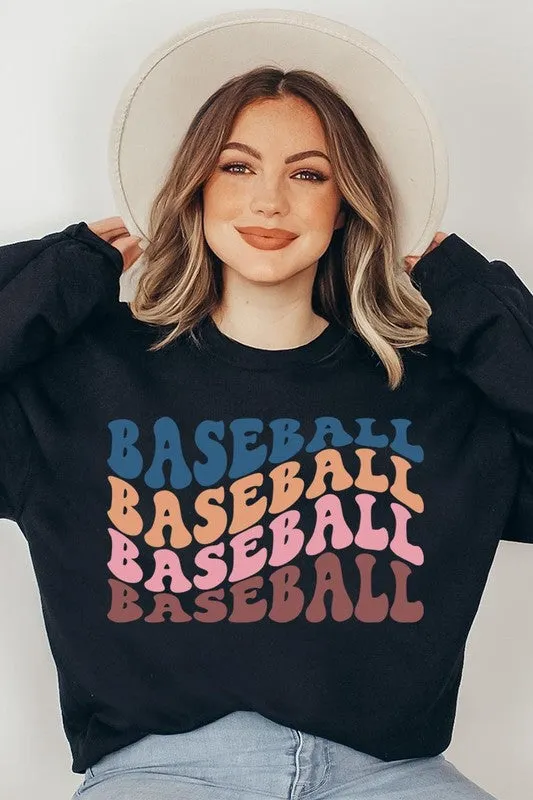 Baseball Wave Graphic Fleece Sweatshirts