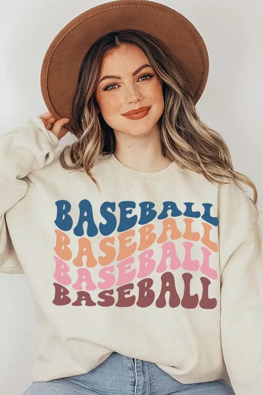 Baseball Wave Graphic Fleece Sweatshirts