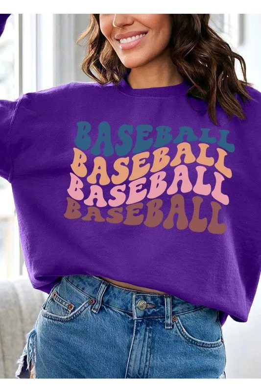 Baseball Wave Graphic Fleece Sweatshirts