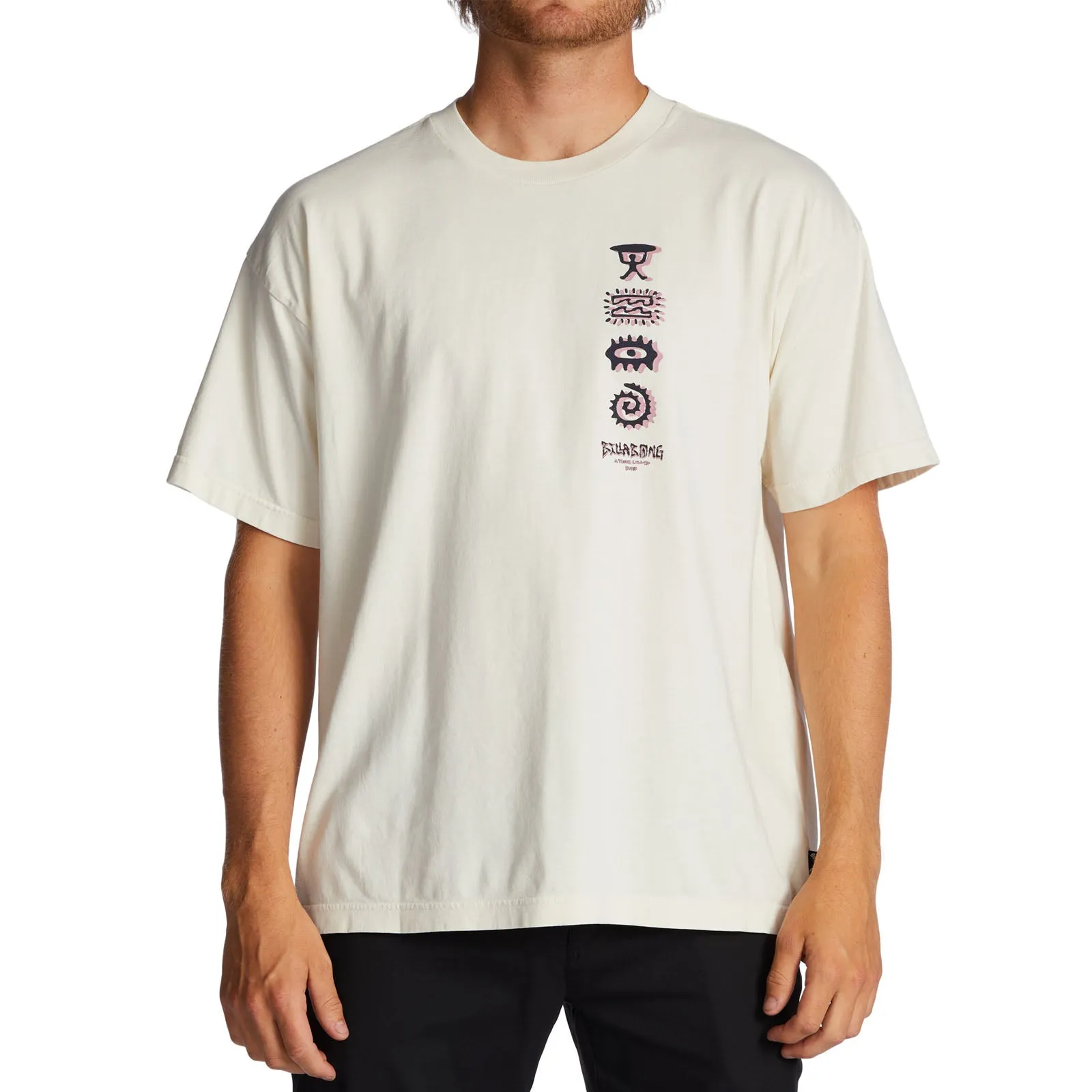 Billabong Mens Collision Crew Neck Cotton T-Shirt - Off White