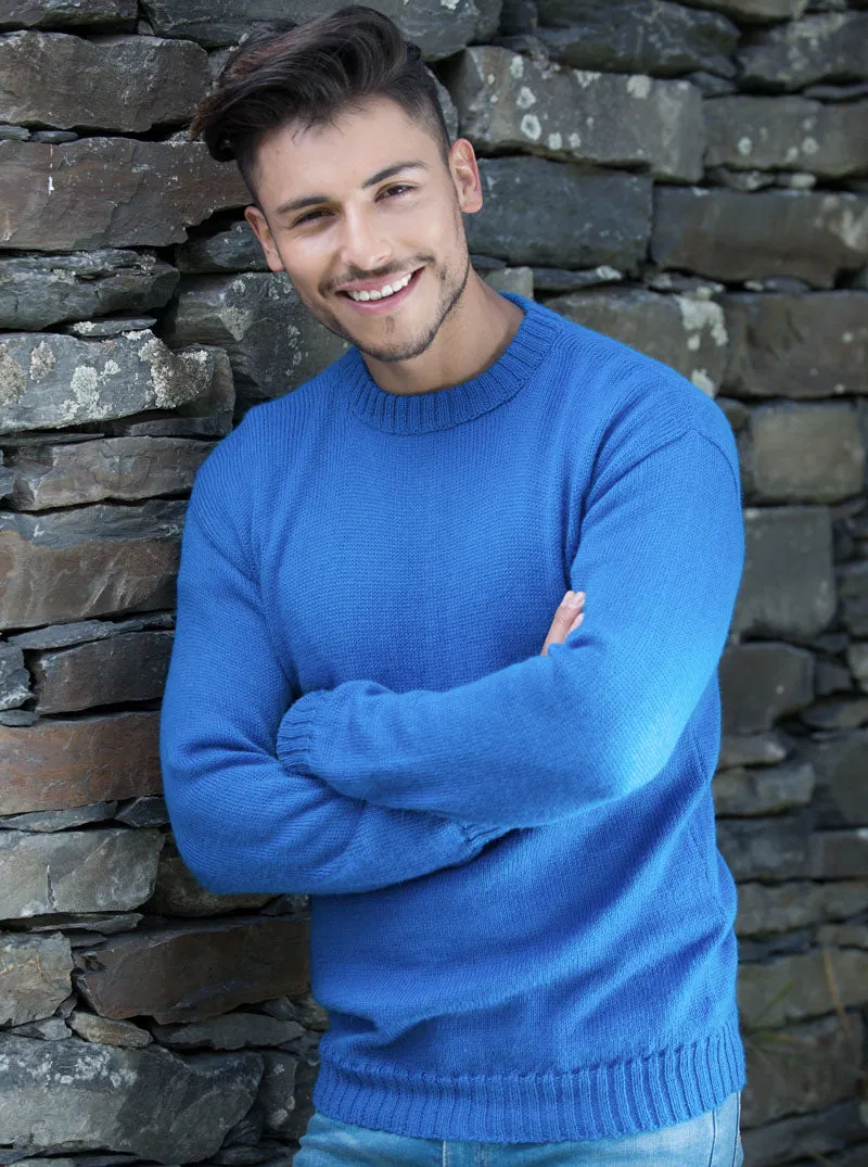 Blue Alpaca Round Neck Sweater