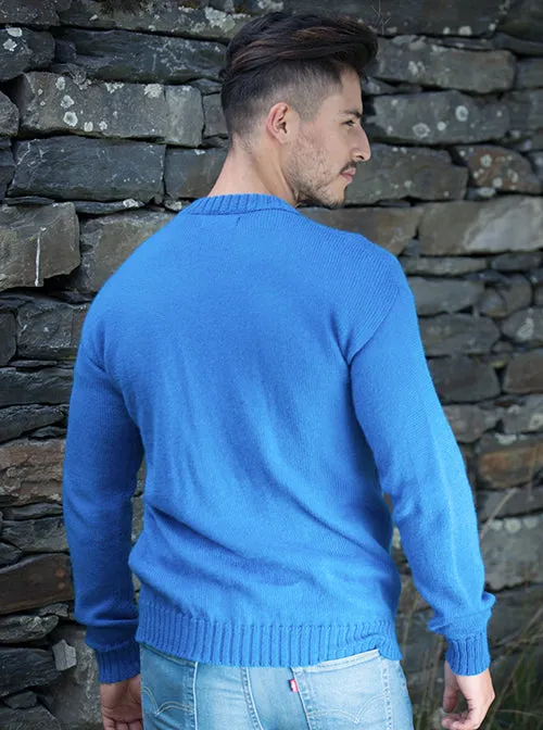 Blue Alpaca Round Neck Sweater