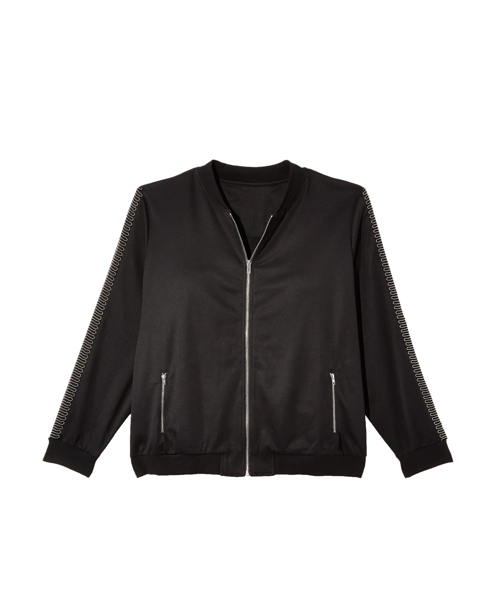 Bodine Long Sleeve Ponte Bomber with Metal Trim | Black