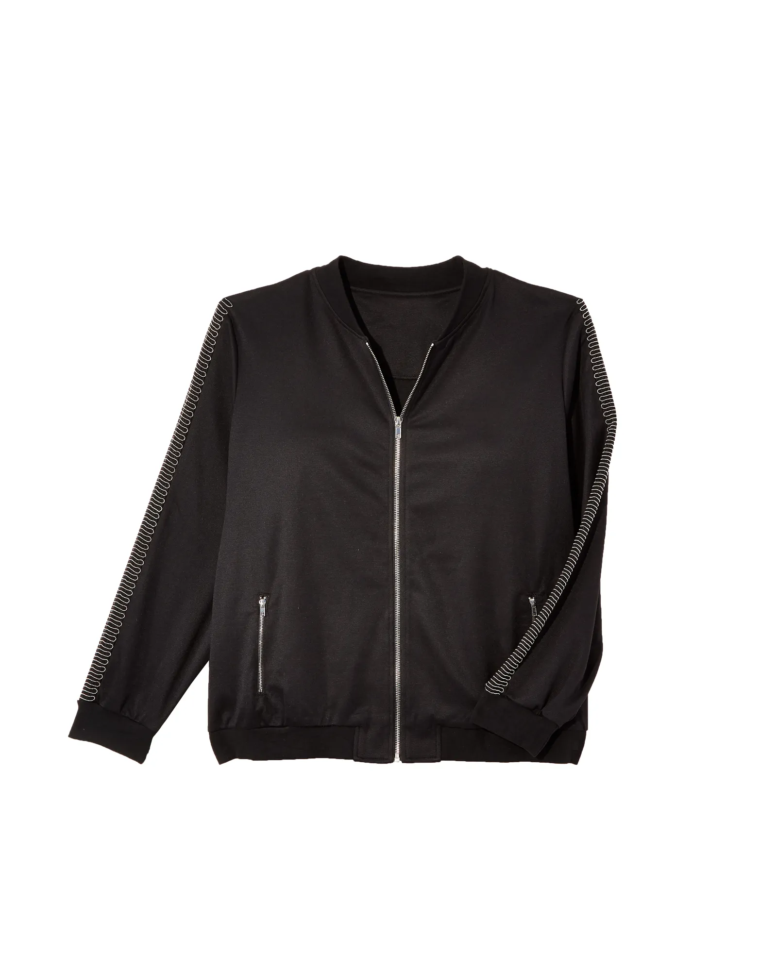 Bodine Long Sleeve Ponte Bomber with Metal Trim | Black