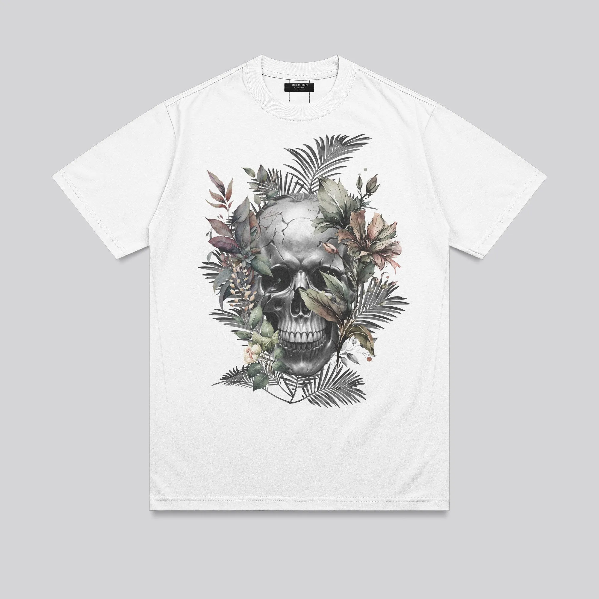 BOTANICAL SKULL T-SHIRT WHITE