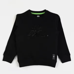 Boys Cotton Terry Sweatshirt Star -BLACK