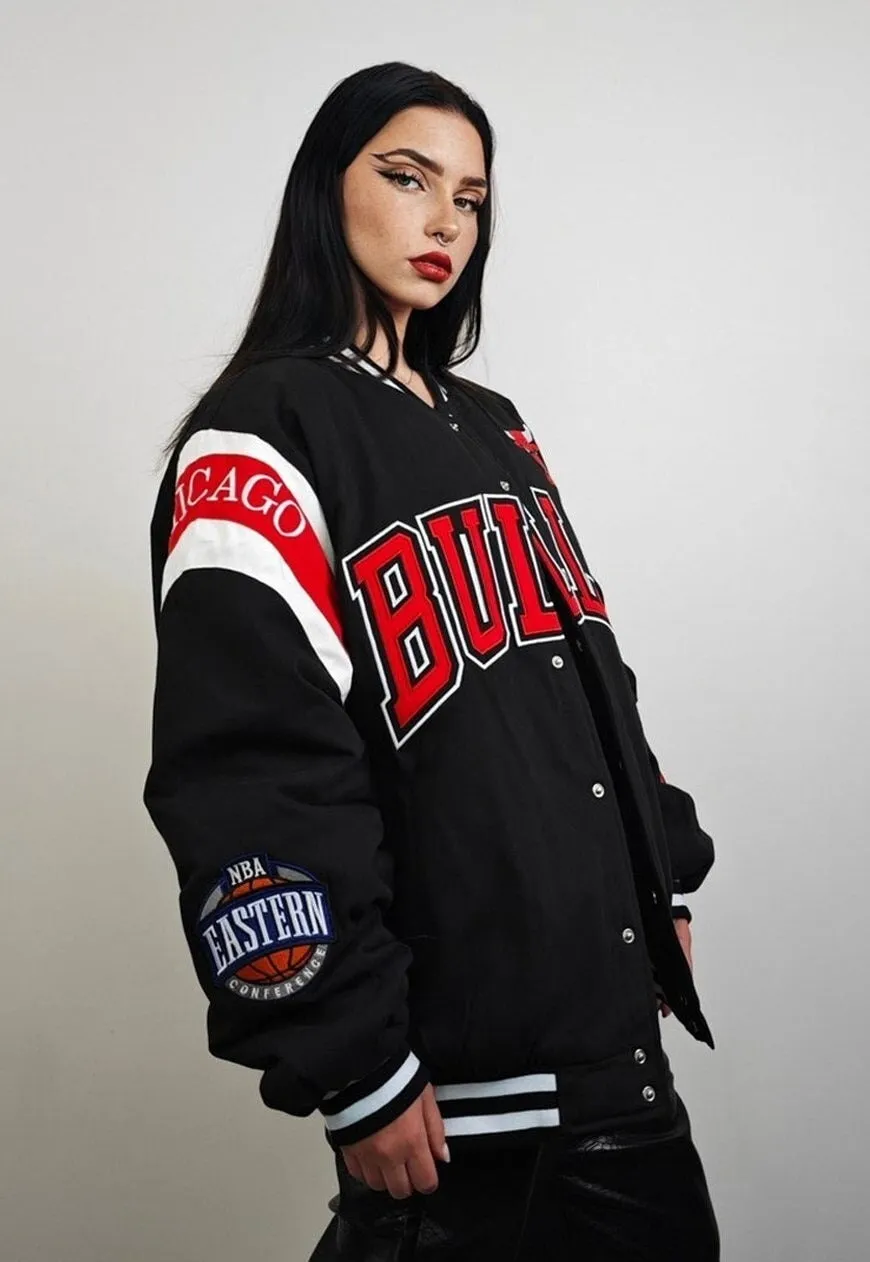 Bulls basketball jacket vintage pattern varsity patch bomber