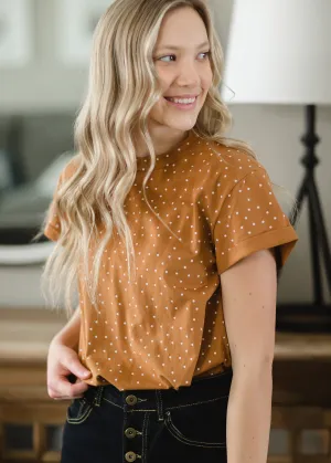 Camel Knit Polka Dot Top