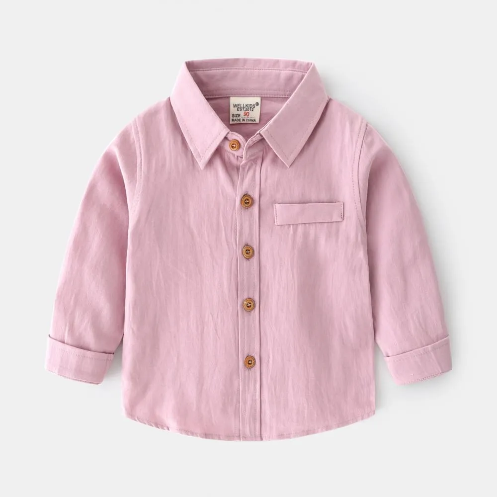 Children's Clothing Boys Long Sleeve Shirts Solid Color Children's Shirts Wholesale