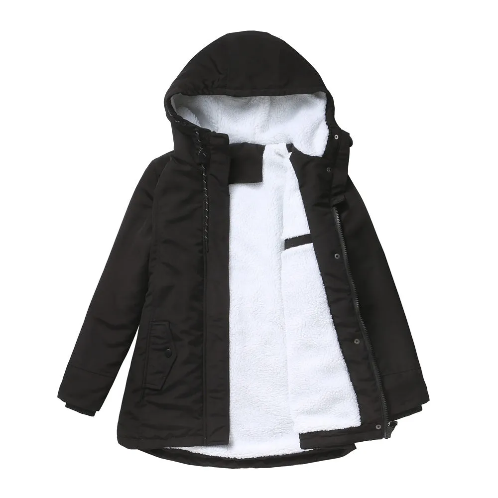 Comfortable Elegant Women's Fleece Thickened Hooded Coats