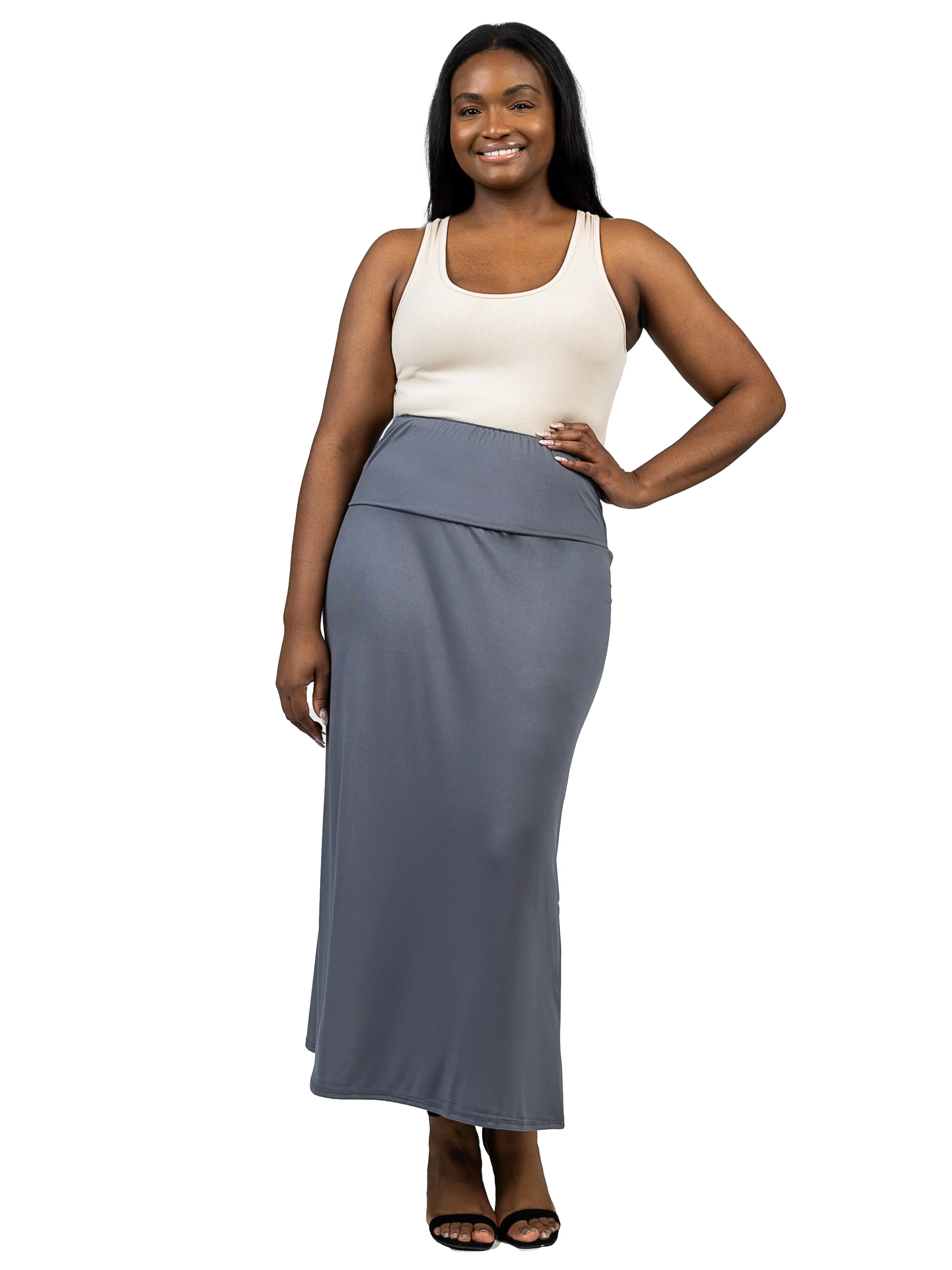 Comfortable Plus Size Foldover Maxi Skirt