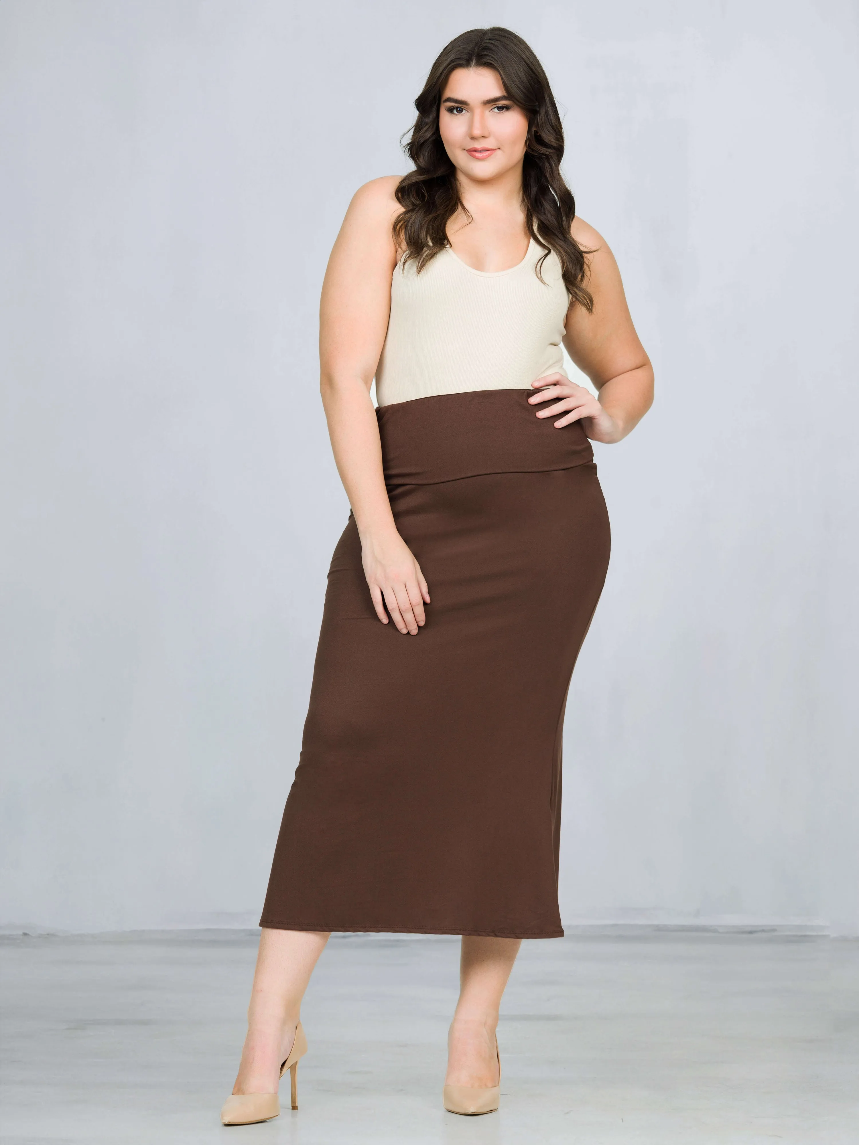 Comfortable Plus Size Foldover Maxi Skirt