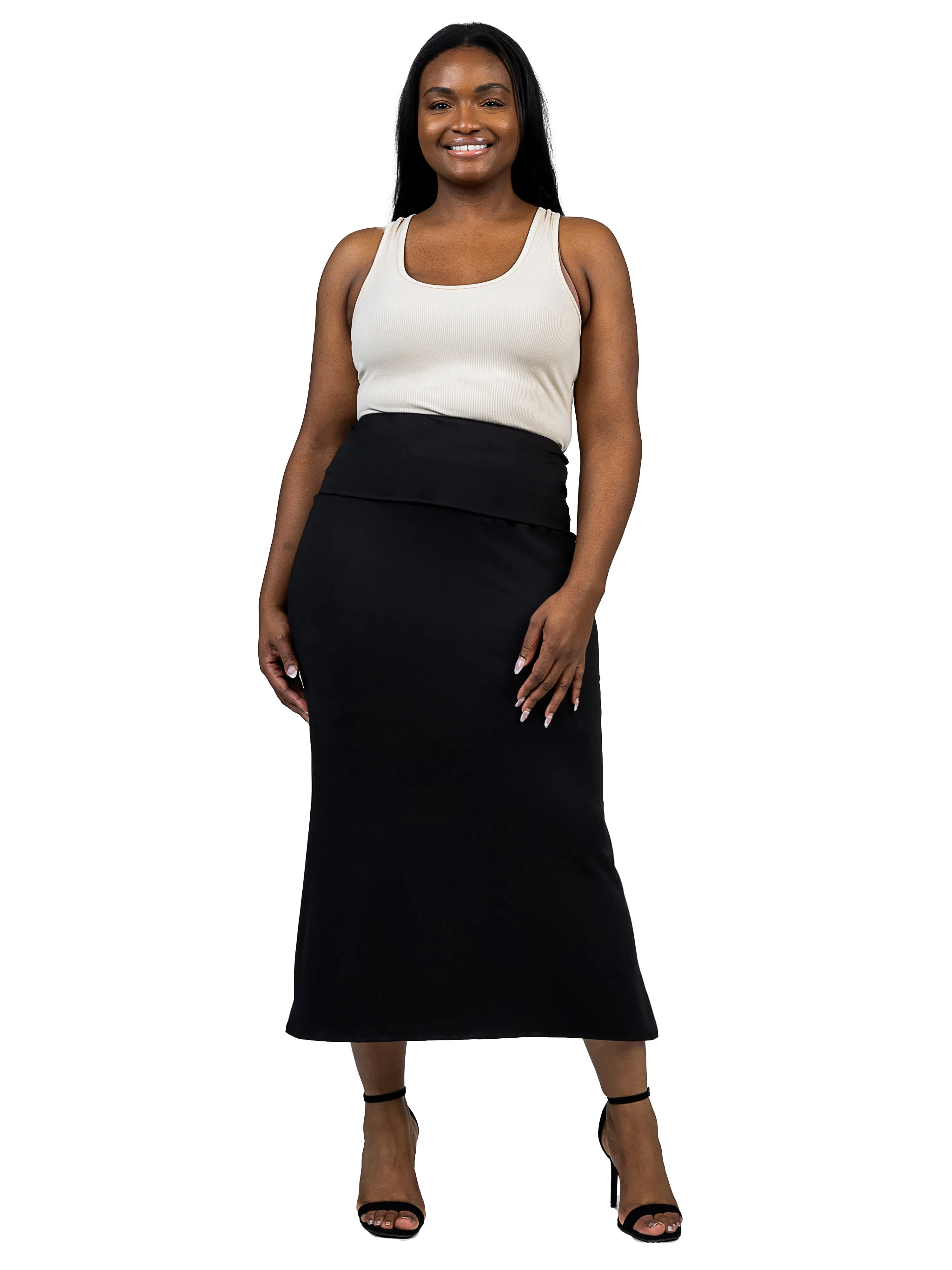 Comfortable Plus Size Foldover Maxi Skirt