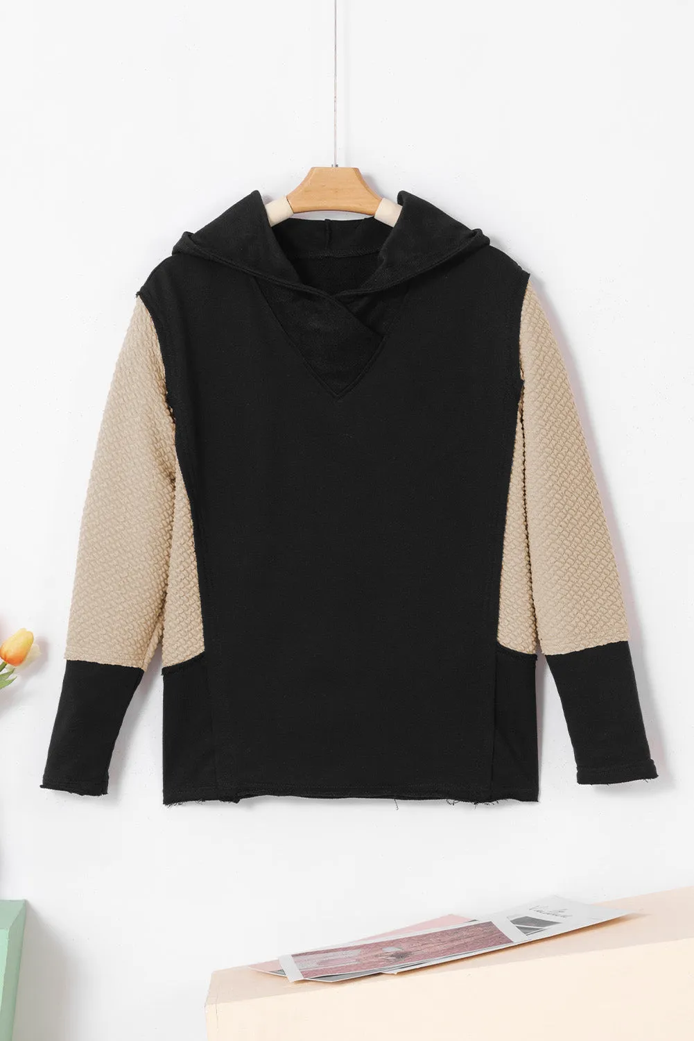 Contrast Sleeves Patchwork Hoodie