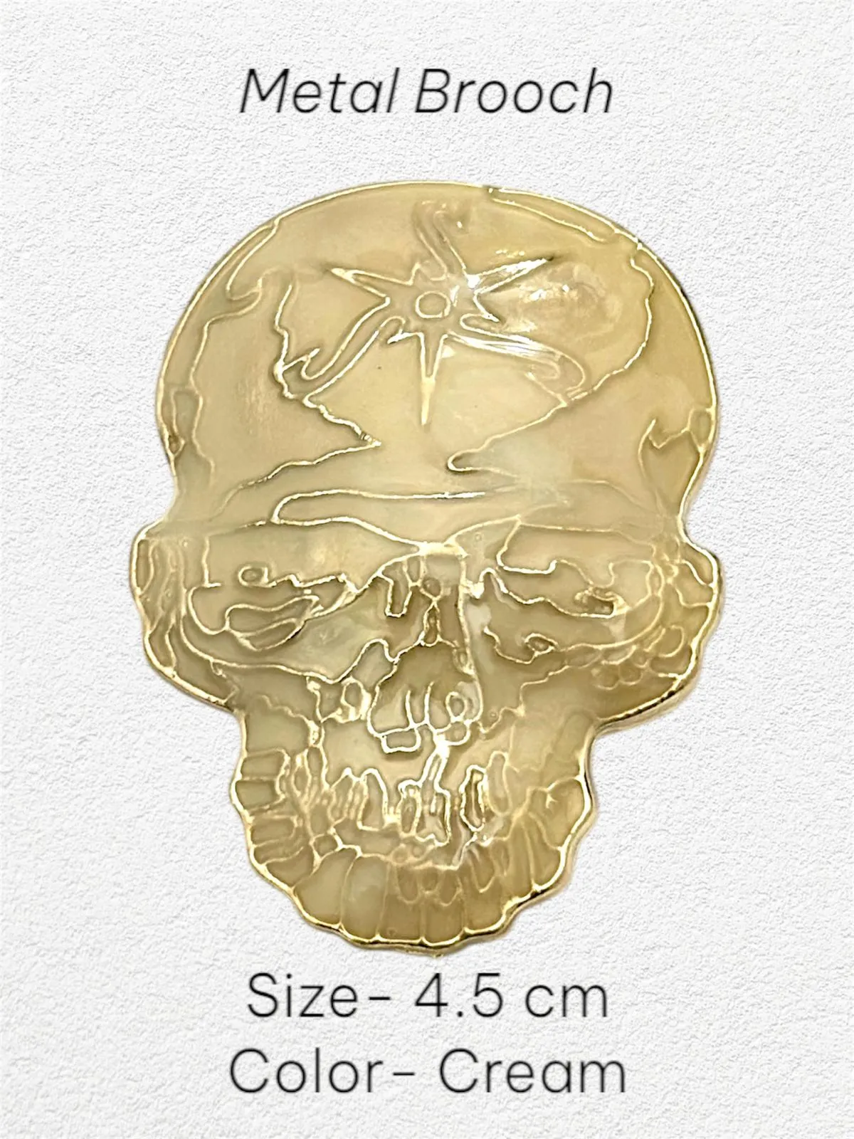 Cream Designer Skeleton Face Color Metal Brooch