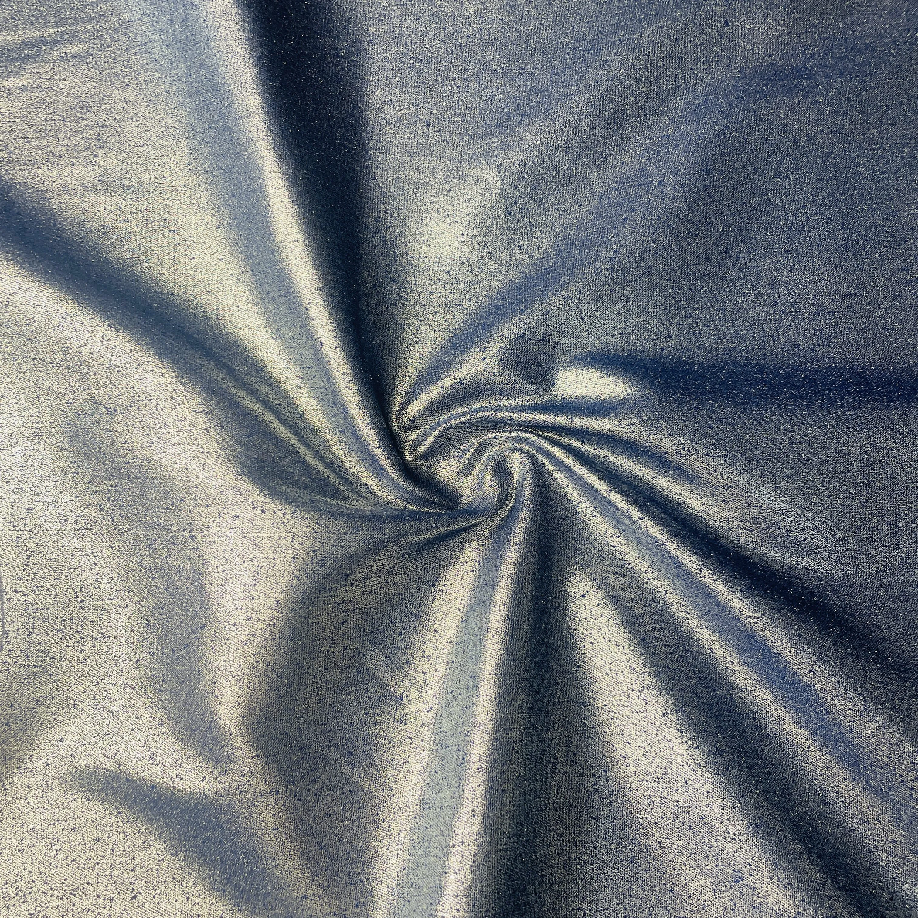 Dark Blue Solid Denim Foil Fabric 19329