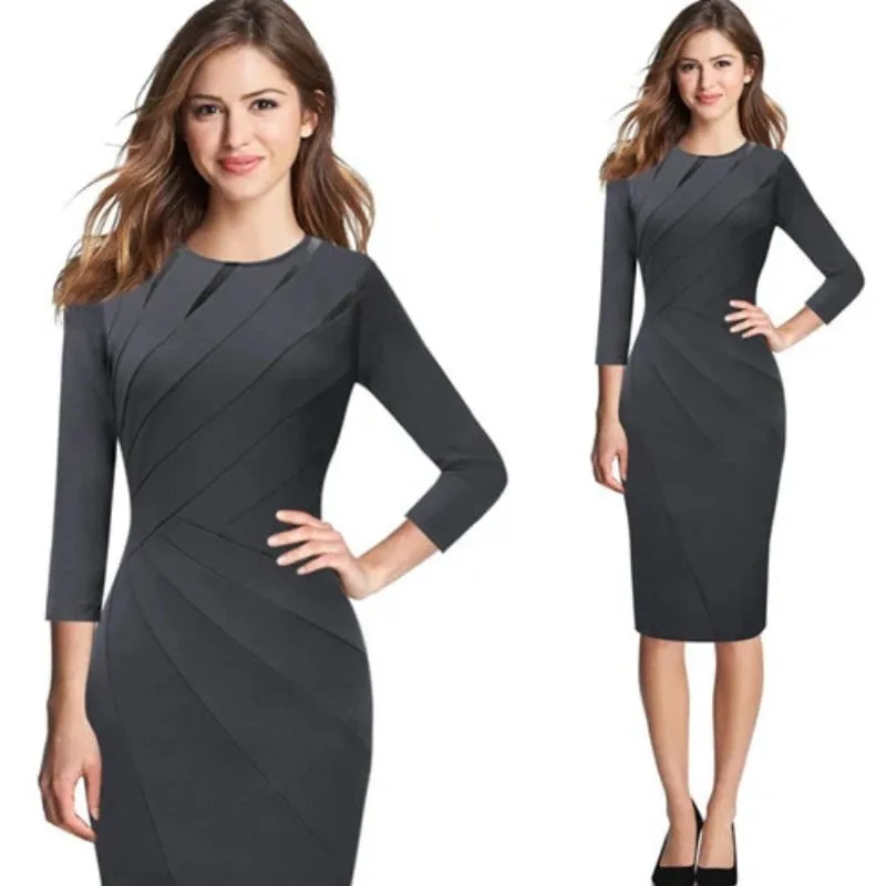 Elegant Patchwork Slim Casual Office Party Dress