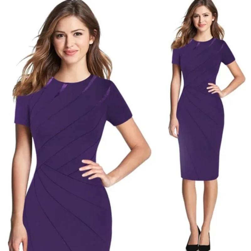 Elegant Patchwork Slim Casual Office Party Dress