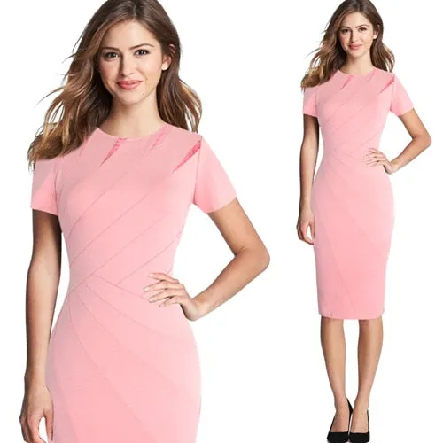 Elegant Patchwork Slim Casual Office Party Dress