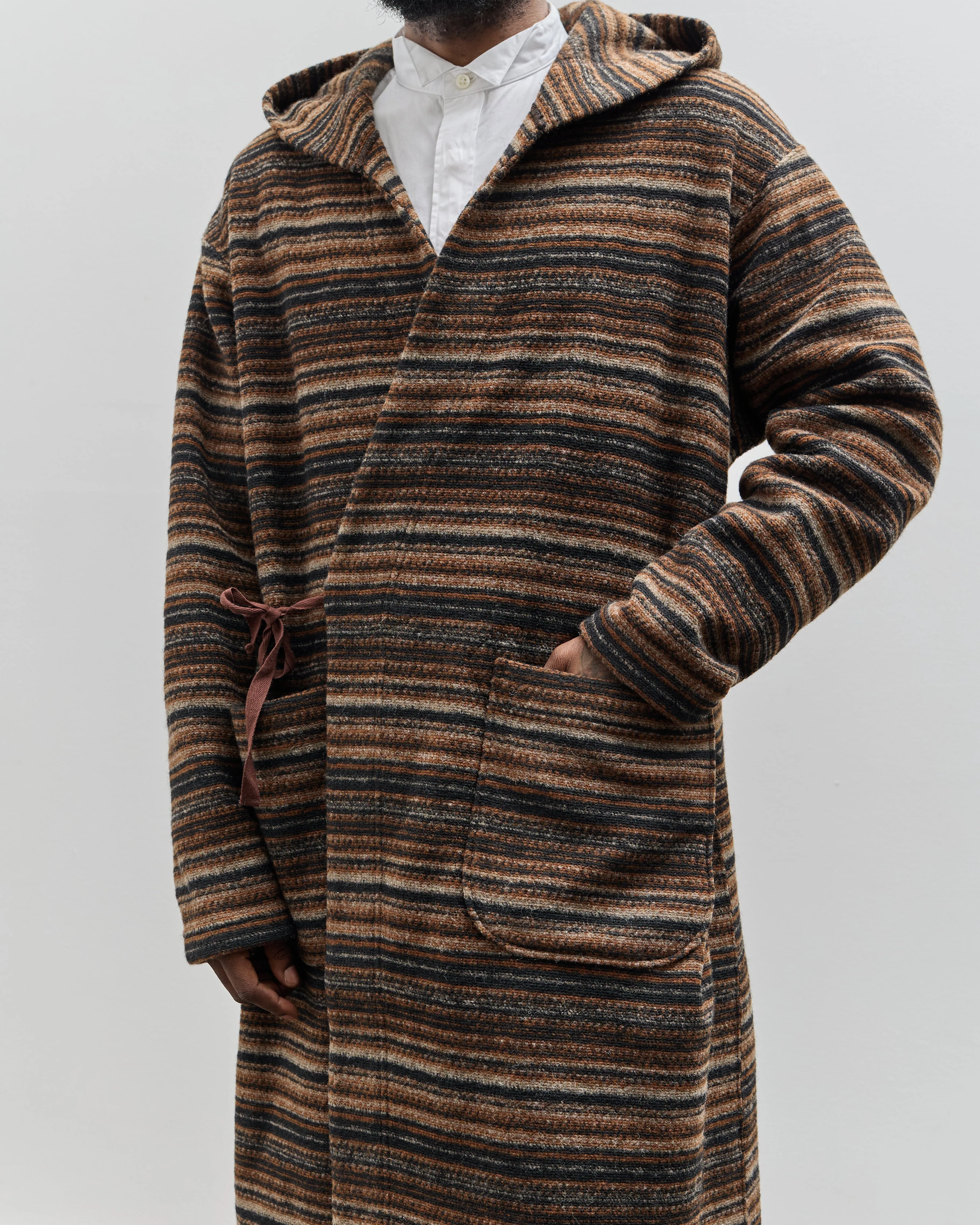 Engineered Garments Knit Robe, Brown Stripe