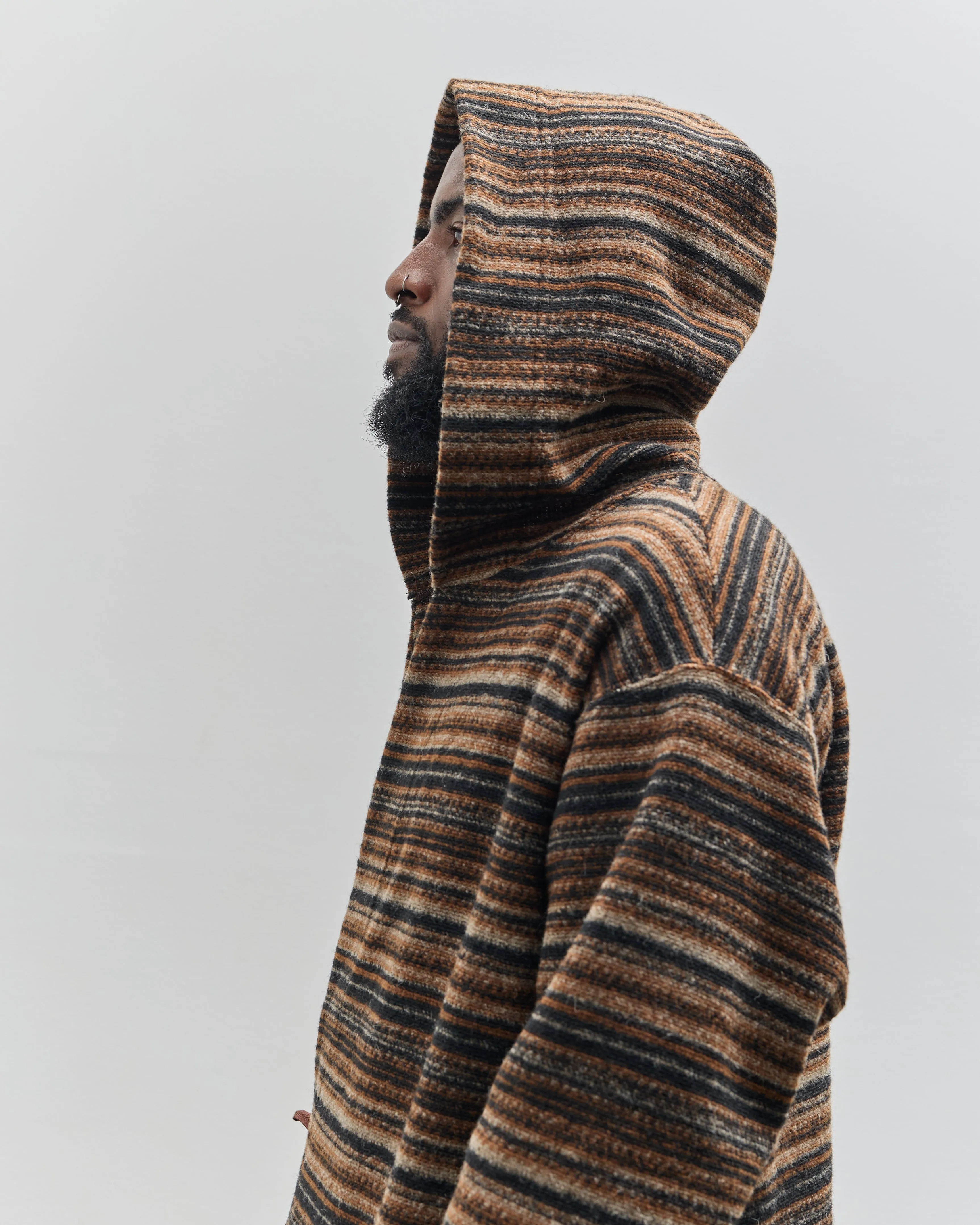 Engineered Garments Knit Robe, Brown Stripe