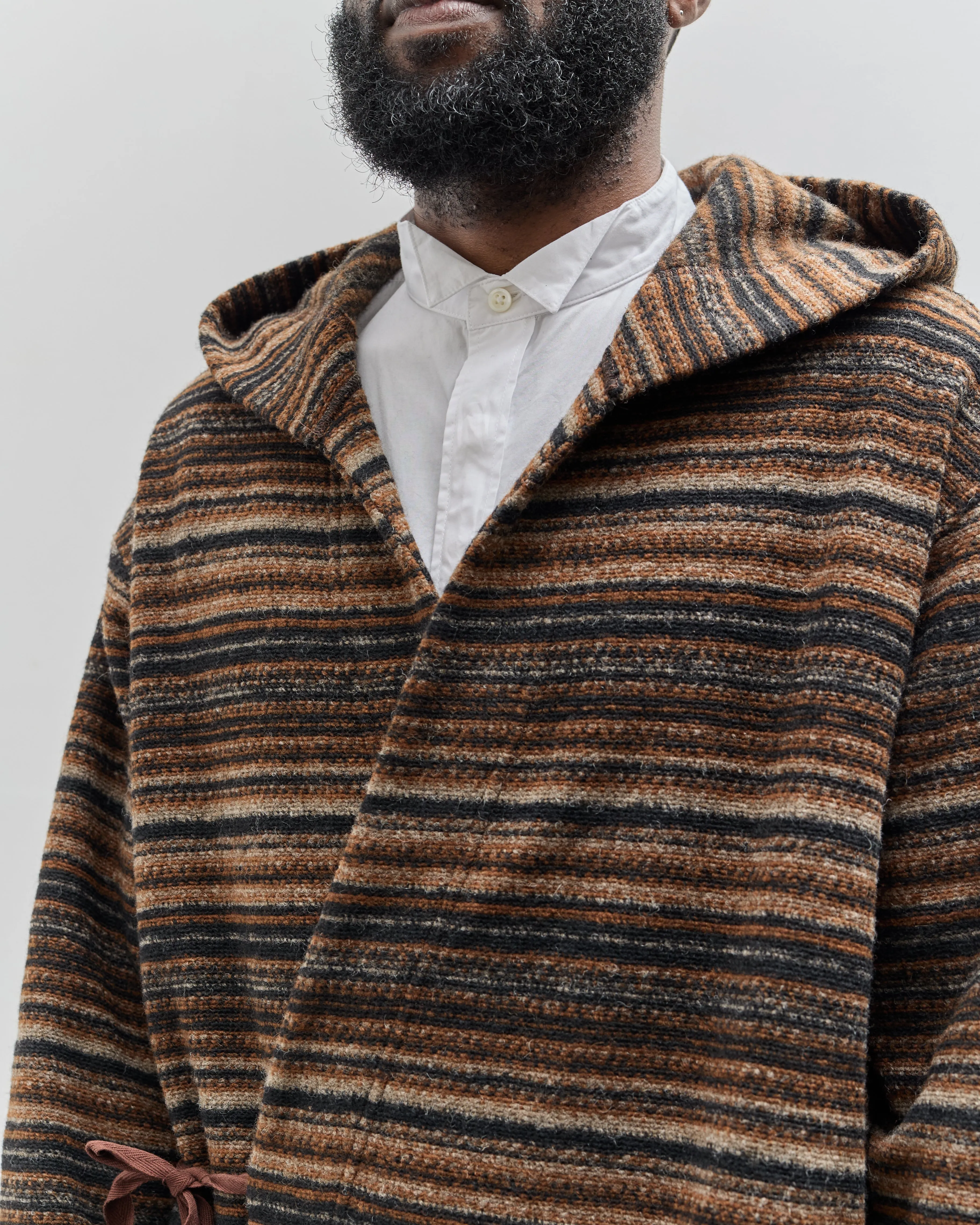 Engineered Garments Knit Robe, Brown Stripe