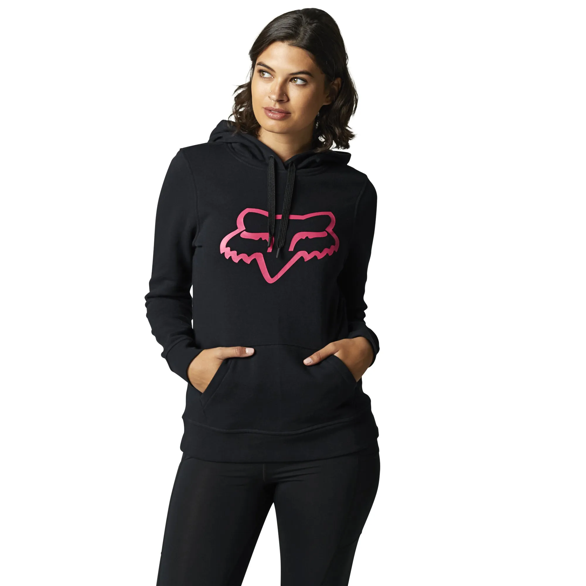 Fox Racing  Womens Black Pink Boundary Pullover Hoodie Comfy Fleece Sweatshirt