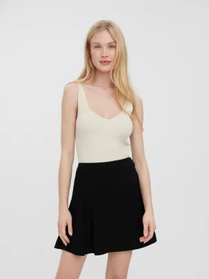 Glory Sleeveless Rib Top - Black and Birch