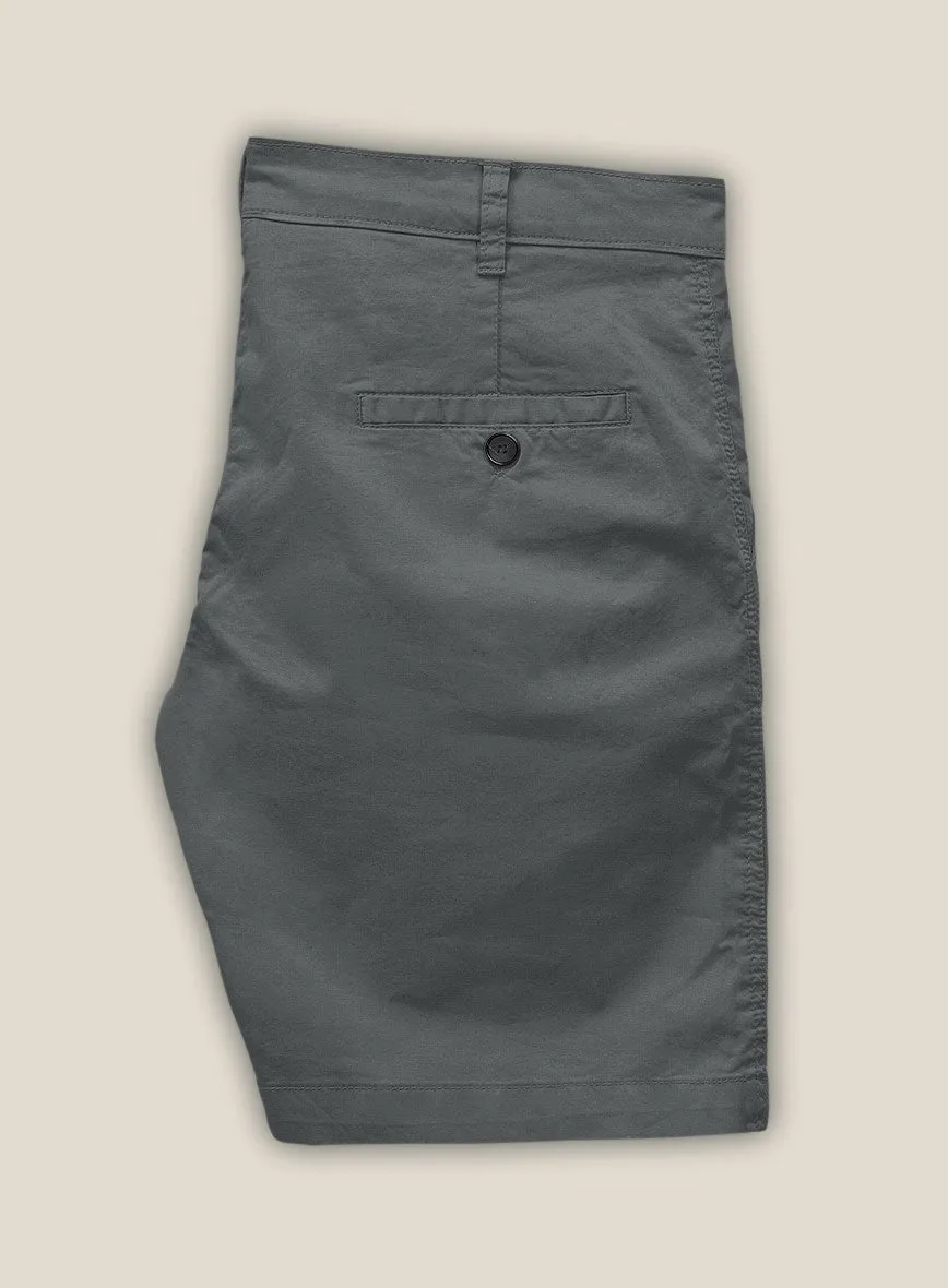 Gray Cotton Power Stretch Chino Shorts