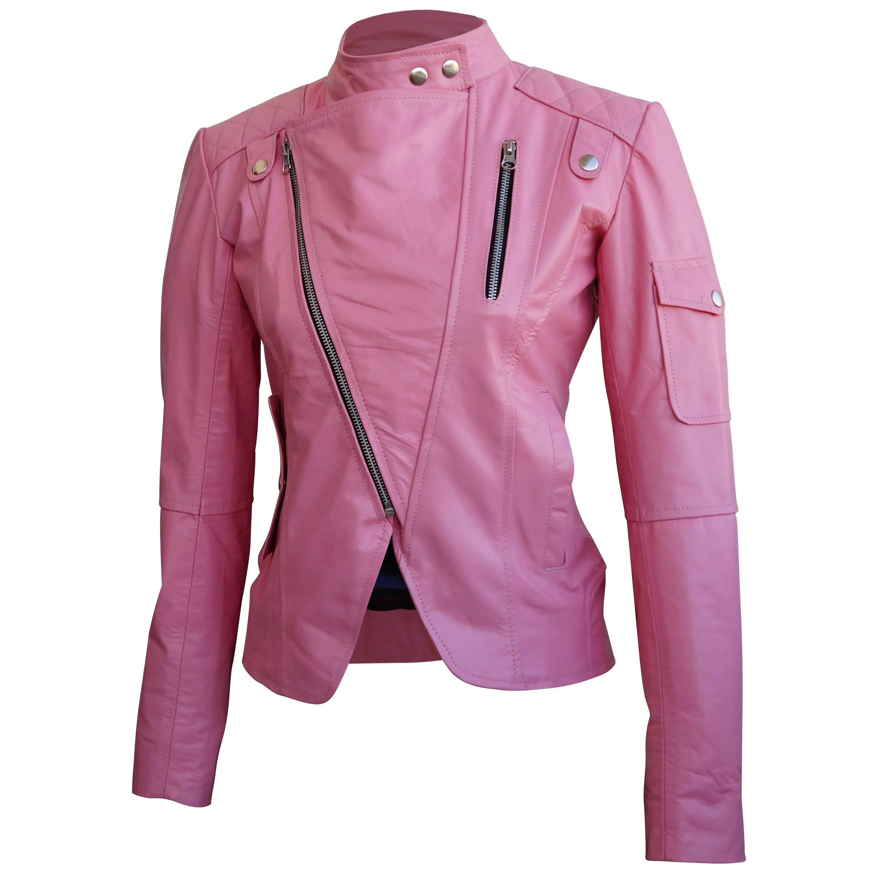 Leather Skin Women Pink Brando Genuine Leather Jacket