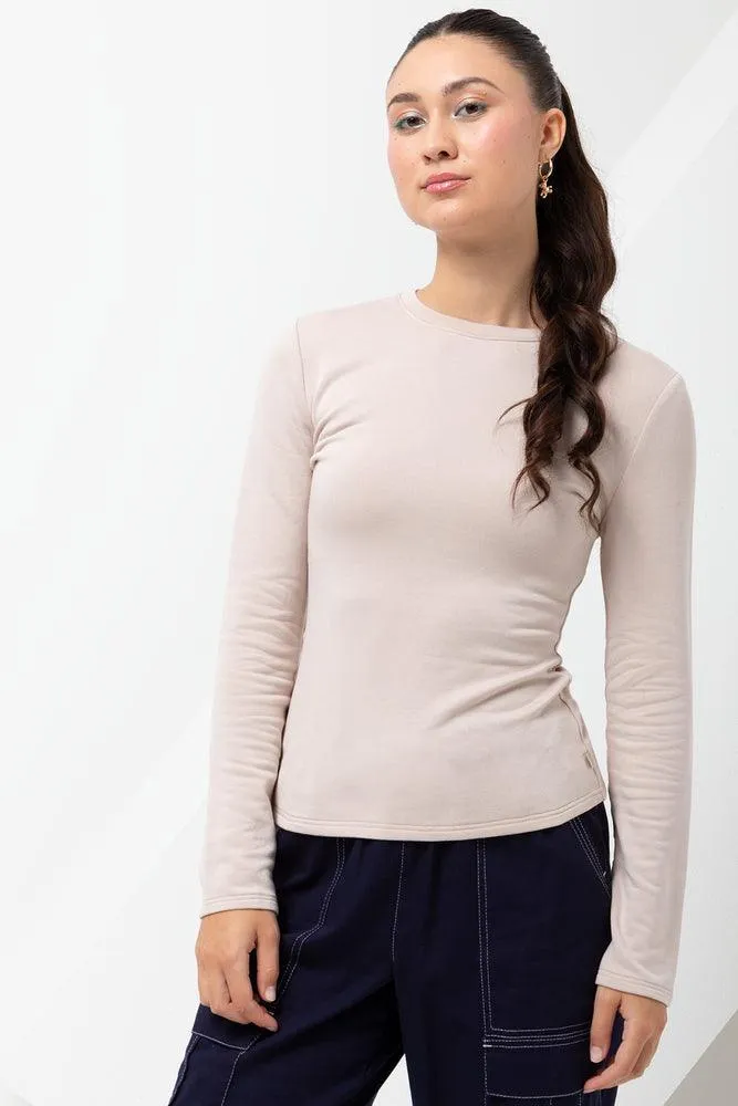 Long Sleeve Crew Neck Soft Touch T-Shirt Natural