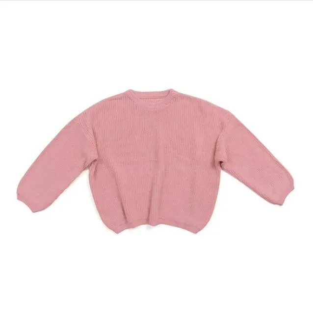 Long Sleeve Solid Knitting O-Neck Sweaters Unisex 0-5Years