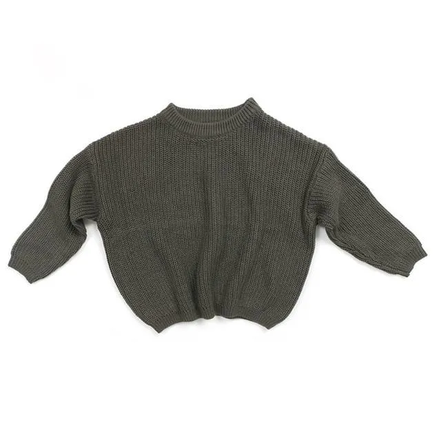 Long Sleeve Solid Knitting O-Neck Sweaters Unisex 0-5Years